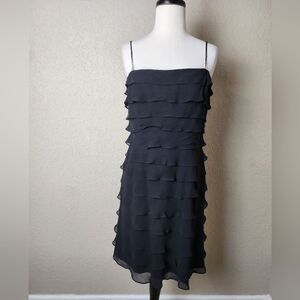Tadashi Shoji Collection Silk Tiered Dress Black Size 8P